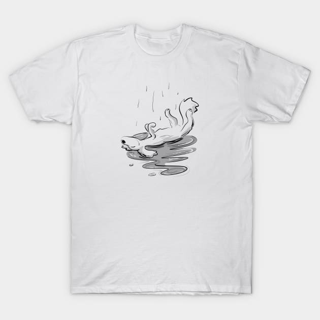 Puppy in rain T-Shirt by Jason's Doodles